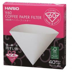 Hario V60 Paper Filters 02 Dripper 40 Sheets Bleached