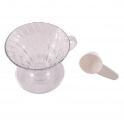 Hario coffee dripper v60 02 with filters & scoop - clear plastic