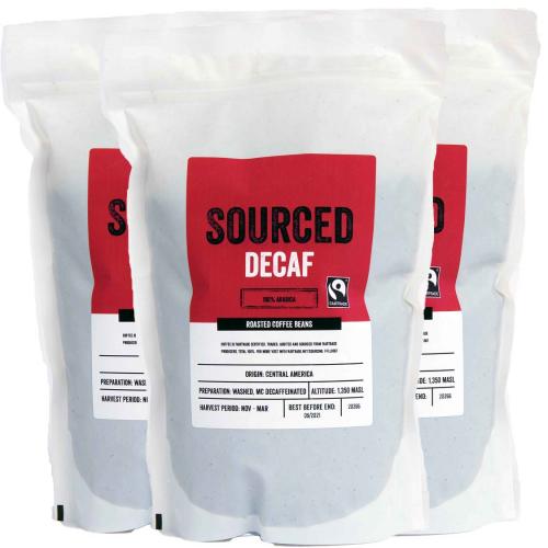 Sourced Decaf Fairtrade Coffee Beans 12x500g Wholesale