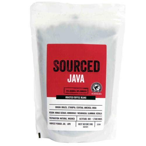 Sourced Java Rainforest Alliance Coffee Beans 250g