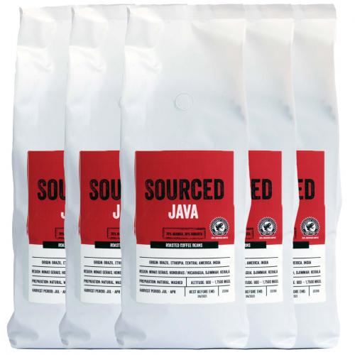 Sourced Java Rainforest Alliance Coffee Beans 6x1kg Wholesale